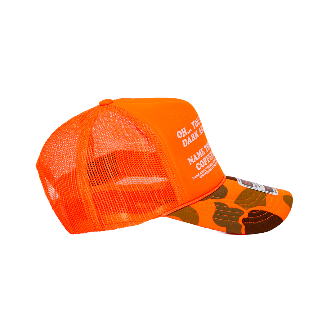 NAME THREE TRUCKER CAP - Orange / Camo - Image 3