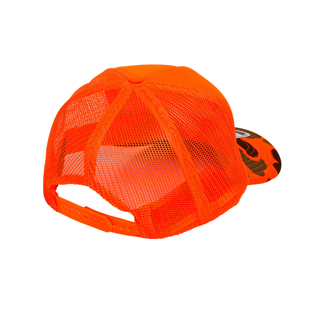 NAME THREE TRUCKER CAP - Orange / Camo - Image 4