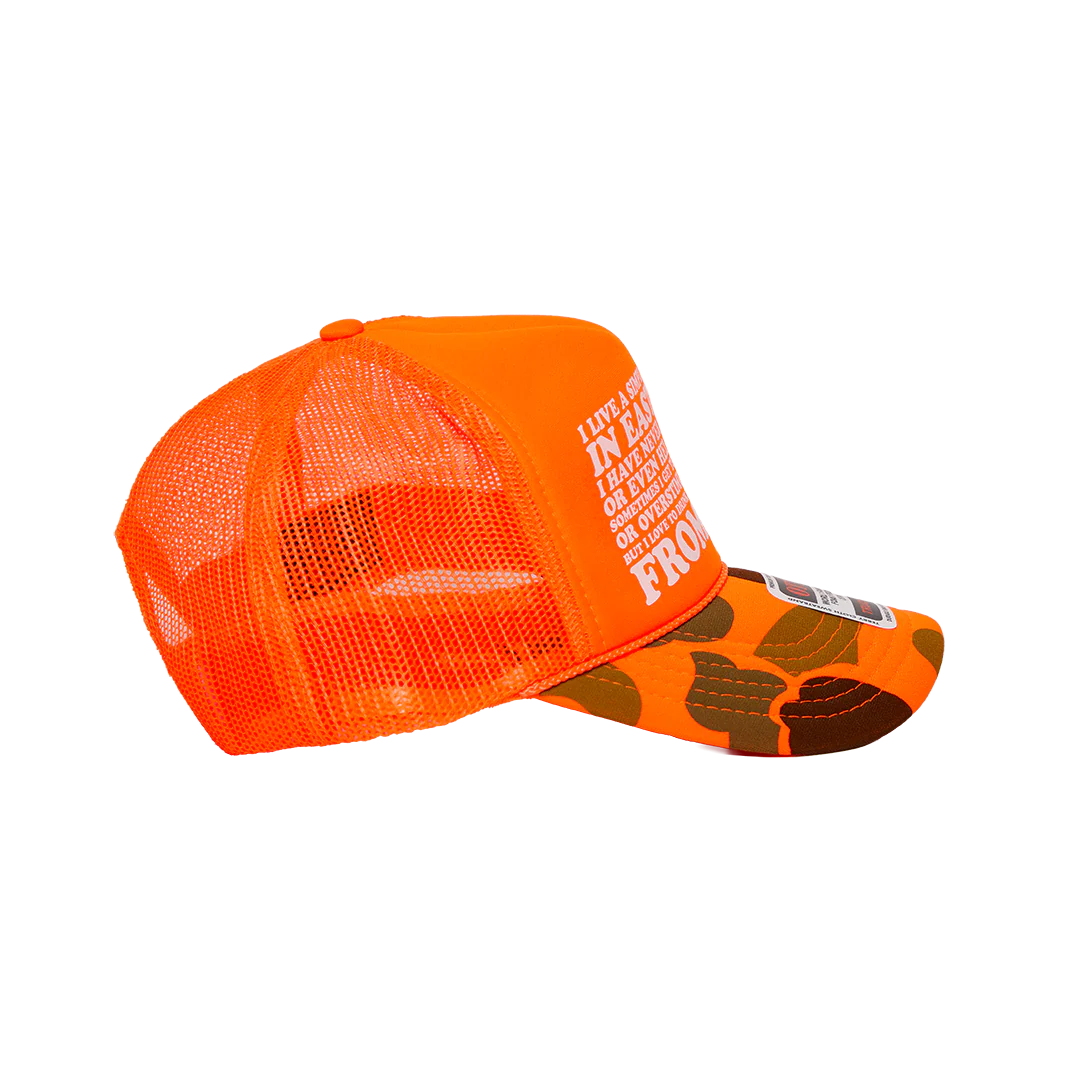 SIMPLE LIFE TRUCKER CAP - Orange / Camo - Image 3